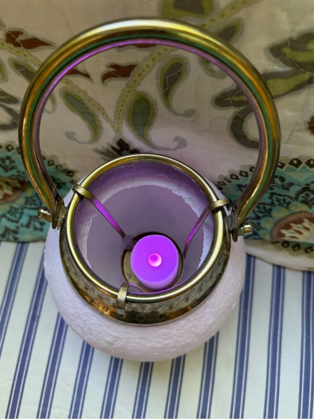 Brass-Accented White Globe Hanging Lantern